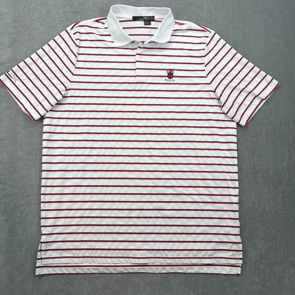 RLX Ralph Lauren Mens XL X-Large Red Stripe Golf Polo‎ Shirt